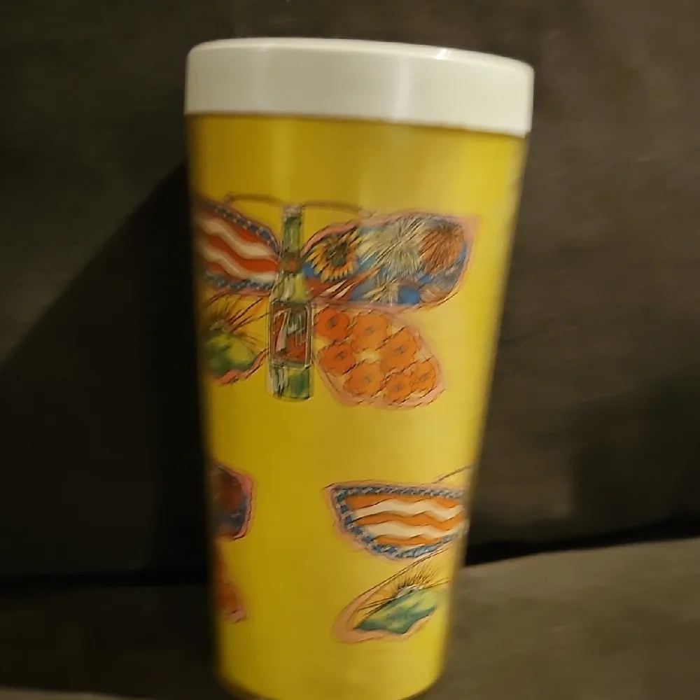 2 VINTAGE RETRO 7 UP Butterfly RC Cola Tumblers 60s Thermo Serv Kitchen RARE Cup